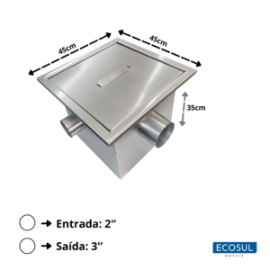 Caixa De Gordura 45x45x35 Aço Inox 304 7 Caixa De Gordura 45x45x35 Aço Inox 304 - Imagem 3