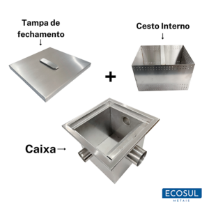 Caixa De Gordura em Aço Inox 304 30x30x25cm 8 Caixa De Gordura em Aço Inox 304 30x30x25cm - Imagem 3