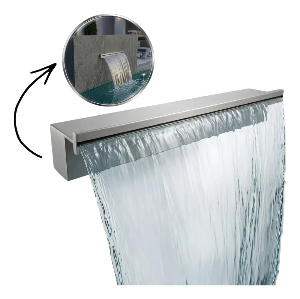 Home 46 Cascata De Piscina 60cm Linear Aço Inox 316