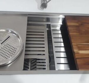 Cuba Workstation Tri Plus Inox 84x48x25 com Acessórios e Tábua 23 Cuba Workstation Tri Plus Inox 84x48x25 com Acessórios e Tábua - Imagem 12