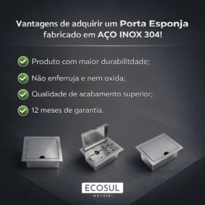 Porta Esponja De Embutir Aço Inox 304 Escovado Com Tampa Articulada 10 Porta Esponja De Embutir Aço Inox 304 Escovado Com Tampa Articulada - Imagem 4