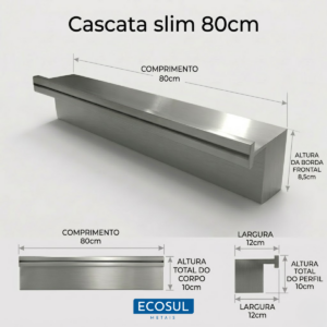 Cascata Slim 80cm para Piscina Aço Inox 304 Ecosul Metais 13 Cascata Slim 80cm para Piscina Aço Inox 304 Ecosul Metais - Imagem 5