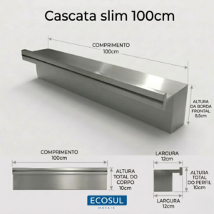 Cascata Slim 100cm para Piscina Aço Inox 304 Ecosul Metais 9 Cascata Slim 100cm para Piscina Aço Inox 304 Ecosul Metais - Imagem 3